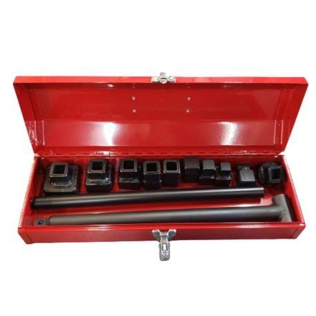 clean out plug wrench set with red steel box|plumbing cleanout plug wrench set.